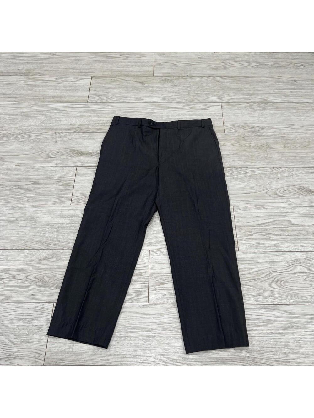 SLIM FIT Calvin Klein Men's Dark Gray Subtle Striped Dress Pants SIZE 35X27 $118